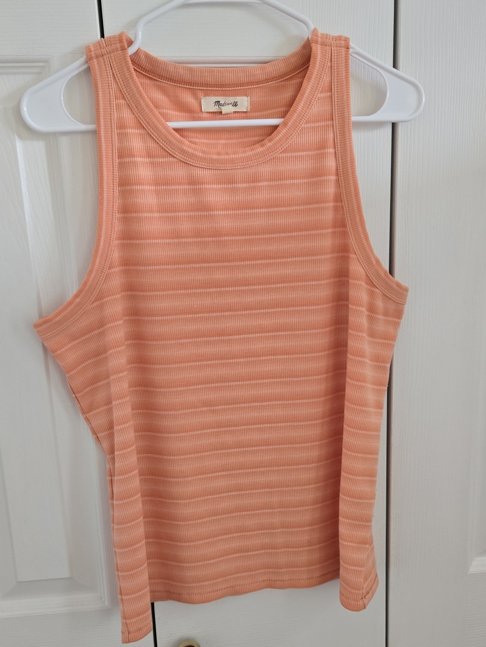 Madewell Peach Ribbed Striped Tank Top